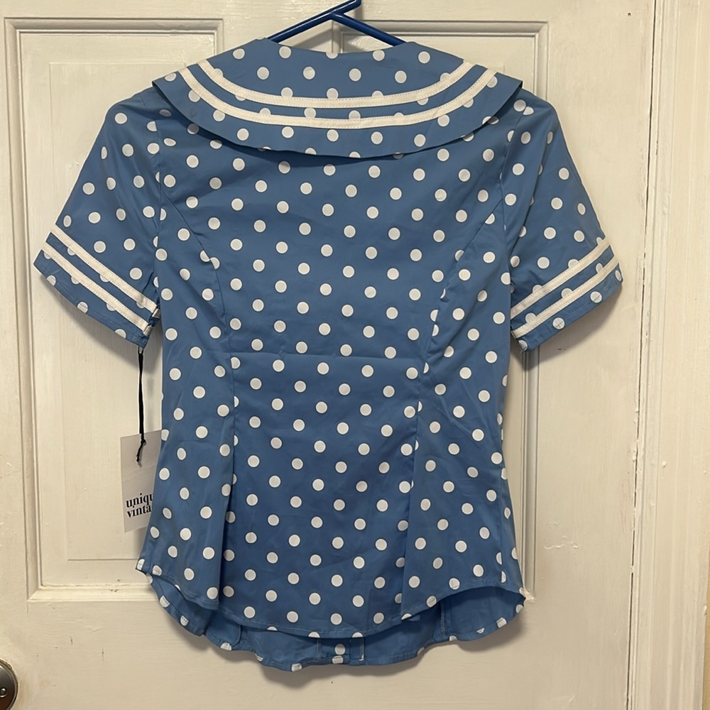 Unique Vintage Polka Dot Bow Sailor Shirt - Picture 2 of 3